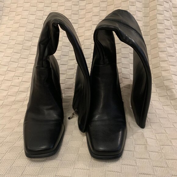 Knee High Tall Boots, Chunky Heel, Black, 8.5 - Picture 5 of 11